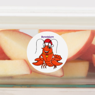 Étiquettes Joli homard heureux portant un chapeau de Noël des