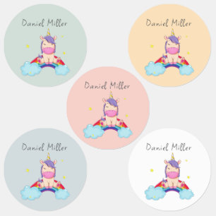 Étiquettes Joli Licorne Coloré Nom Personnalisé