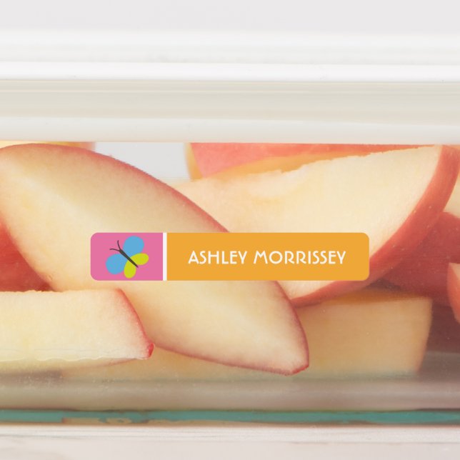 Étiquettes Joli Papillon Coloré Nom pour Enfants (Apposé)