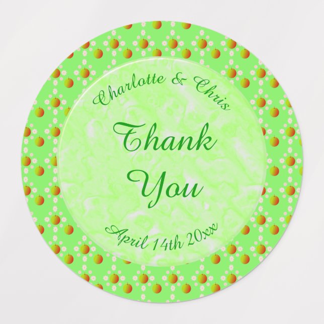 Étiquettes Joli Printemps Mariage Pomme fleur et Pommes (Design 1)