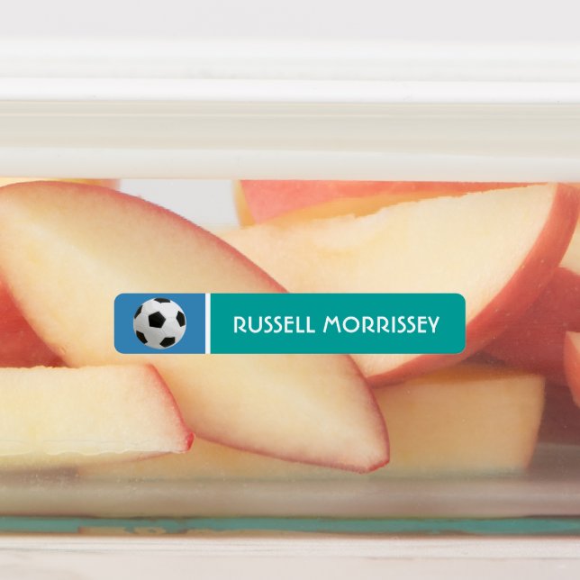 Étiquettes Joli Soccer Ball Kids Nom Coloré (Apposé)