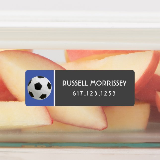 Étiquettes Joli Soccer Ball Kids Nom Numéro Coloré (Apposé)