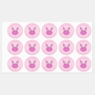 Étiquettes Joli visage de lapin fille bébé rose printemps Pâq