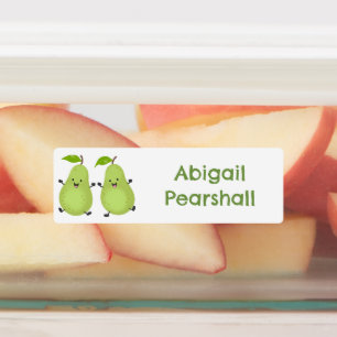 Étiquettes Jolie paire de poires dessin animé fruit personnal