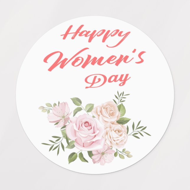 Étiquettes jour des femmes heureux blanc (Design 1)