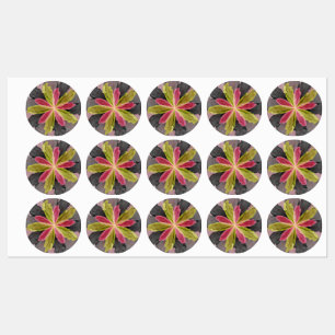 Étiquettes Joy, Vert rose Anthracite Imaginaire Fleur Fractal