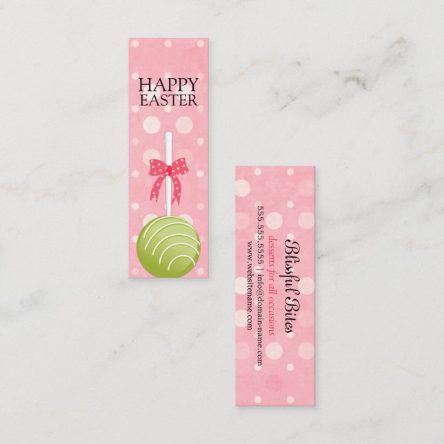 Étiquettes Joyeuses Pâques Cake Pops Rose et Vert (Devant / Derrière)