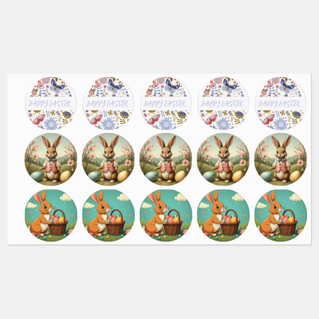Étiquettes Joyeuses Pâques vintage (Feuille)