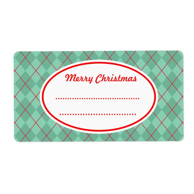 Étiquettes Joyeux Noël Green Argyle (Devant)