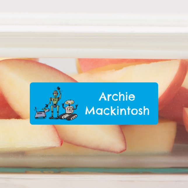 Étiquettes Joyeux robots mignons trio dessin animé personnali (Apposé)