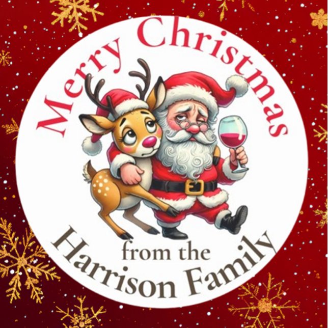 Étiquettes Joyeux voeux de Noël Père Noël (Spread joy this holiday season with Brett Designs' Merry Christmas Greetings Santa Labels)