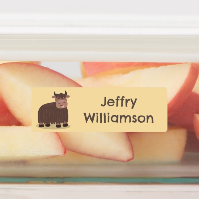 Étiquettes Joyeux yak mangeant de l'herbe dessin personnalisé (Apposé)