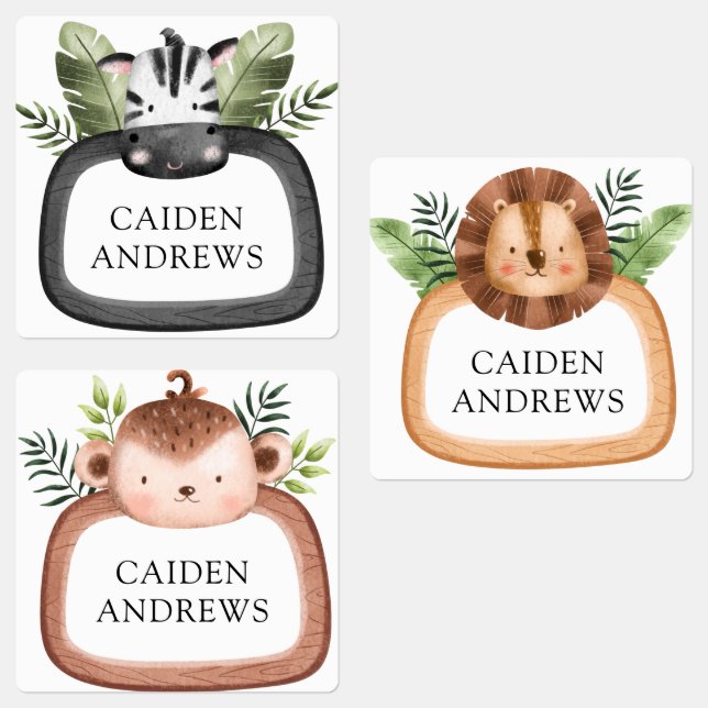 Étiquettes Jungle Safari Animaux École Garderie (Groupe)