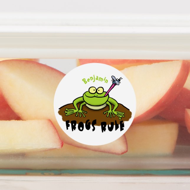 Étiquettes La grenouille règle drôle dessin de grenouille ver (Apposé)