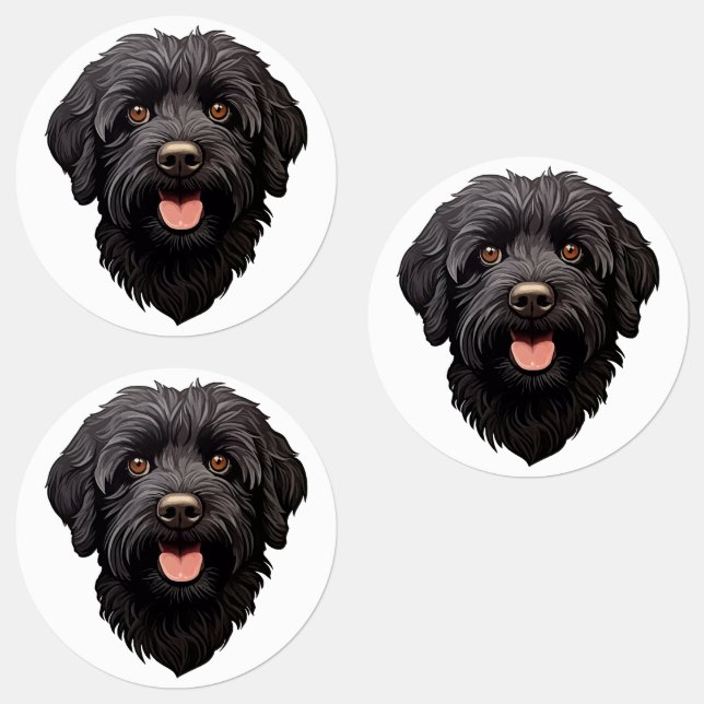 Étiquettes Labradoodle Chien Noir (Groupe)