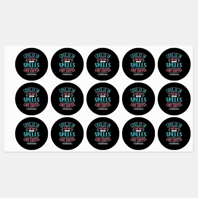 Étiquettes L'amour est dans l'air et ça sent le café (Feuille)