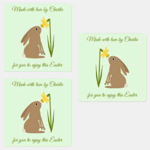 Étiquettes Lapin de Pâques lapin et fleur de jonquille Person