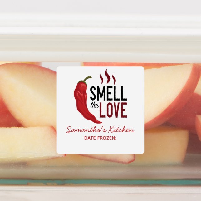 Étiquettes Le Chili rouge sent l'amour (Apposé)