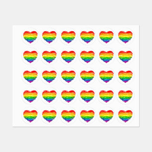 Étiquettes Le cœur arc-en-ciel de SlipperyJoe griffonné tourb