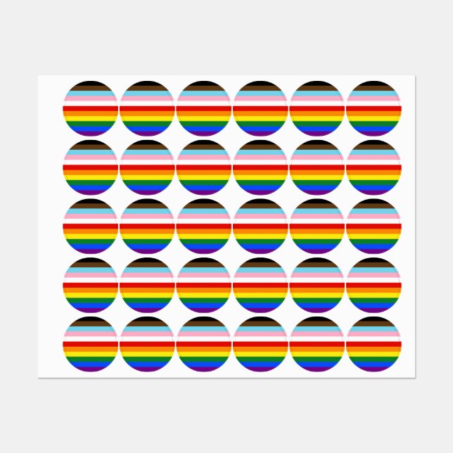 Étiquettes Le drapeau de fierté à onze bandes de SlipperyJoe' (Feuille)