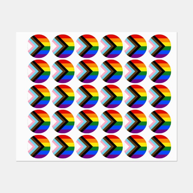 Étiquettes Le drapeau de fierté Progress Pride de SlipperyJoe (Feuille)