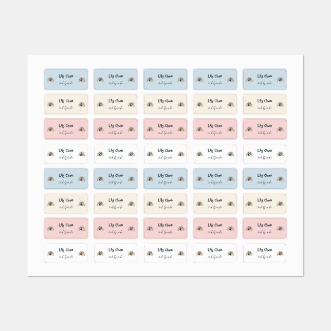 Étiquettes Le mignon Bulldog français de retour à l'école Arc (Feuille)