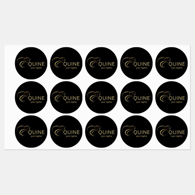 Étiquettes Lettre monogramme E Cheval en or (Feuille)