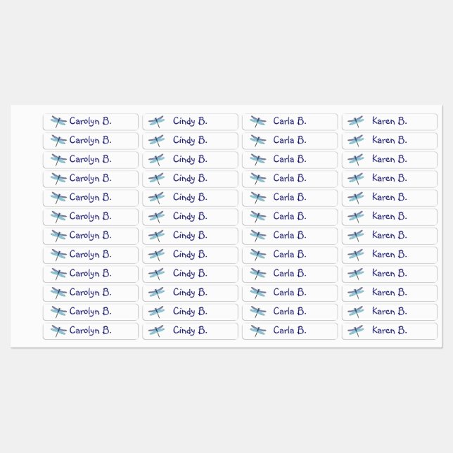 Étiquettes libellule pour 4 enfants option (Feuille)