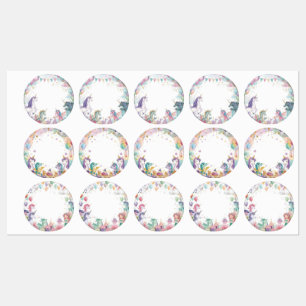 Étiquettes Licorne Sirène Aquarelle Anniversaire Arc-en-ciel