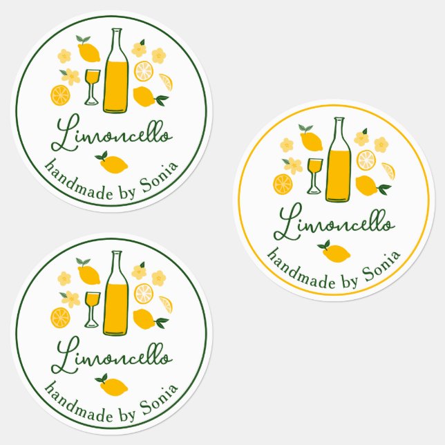 Étiquettes Limoncello Lemonade Lemon Artisanat artisanal CUST (Groupe)