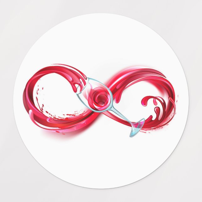 Étiquettes L'infini avec du vin rouge (Design 1)