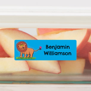 Étiquettes Lion heureux avec dessin animé papillon personnali