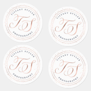 Étiquettes Logo de l'entreprise Chic Navy Blue & Rose Gold Do