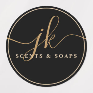 Étiquettes Logo de script de monogramme d'entreprise étanche 