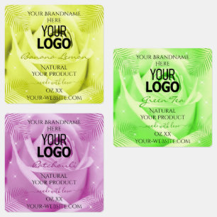 Étiquettes Logo d'étiquette de produit Rose Floral Vert Jaune