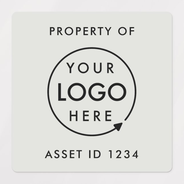 Étiquettes Logo d'ID d'actif | Silver Grey Propriété de (Design 1)