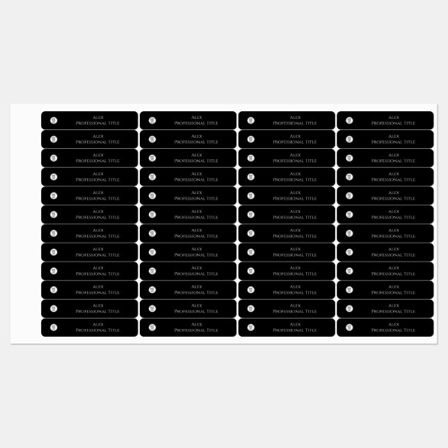 Étiquettes Logo noir et blanc Nom commercial personnalisé (Feuille)