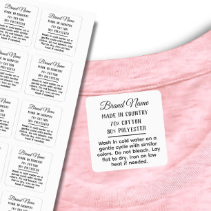 Étiquettes Logo personnalisé et vêtements en tissu noir carré