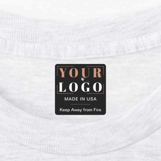 Étiquettes Logo personnalisé Texte et pays Vêtements noirs (Apposé)