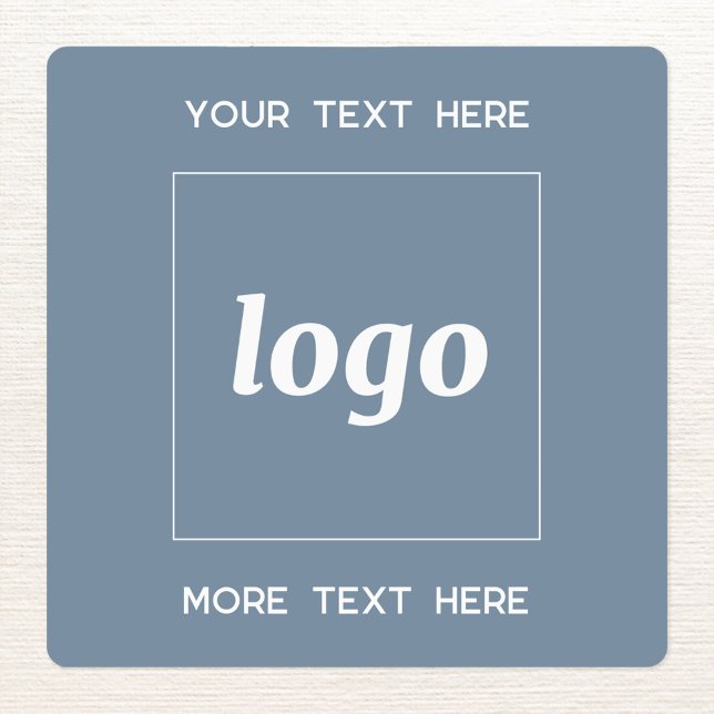 Étiquettes Logo Simple Avec Texte Business Dusty Blue (Simple logo with custom text business branding promotional sticker labels in dusty blue)