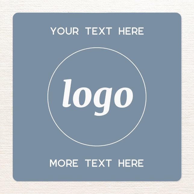 Étiquettes Logo Simple Avec Texte Business Dusty Blue (Simple logo with custom text business branding promotional sticker labels in dusty blue)