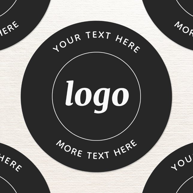 Étiquettes Logo Simple Avec Texte Professionnel Noir (Simple logo with custom text business branding promotional stickers)