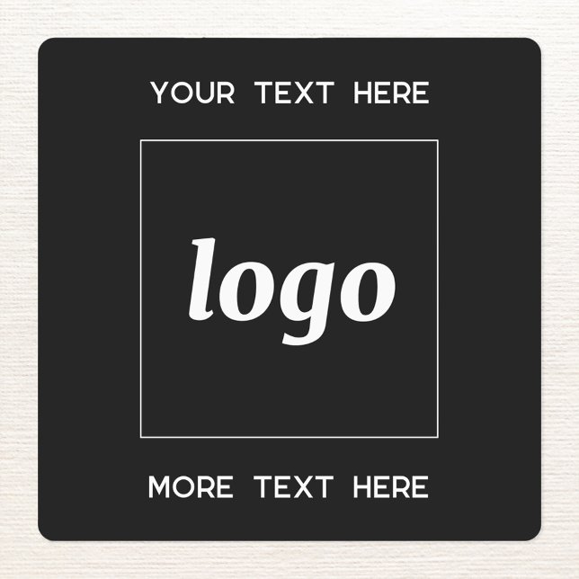 Étiquettes Logo Simple Avec Texte Professionnel Noir (Simple logo with custom text business branding promotional sticker labels in black and white)