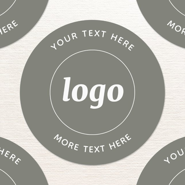 Étiquettes Logo Simple Avec Texte Professionnel Sage Vert (Simple logo with custom text business branding promotional
sage green stickers)