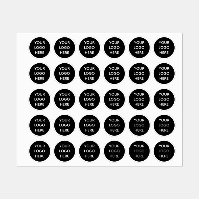 Étiquettes Logo simple Marque commerciale Noir Blanc (Feuille)