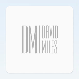 Étiquettes Logo Stylish Minimal & Modern Grey Initiales & Nom