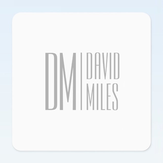 Étiquettes Logo Stylish Minimal & Modern Grey Initiales & Nom (Créateur téléchargé)