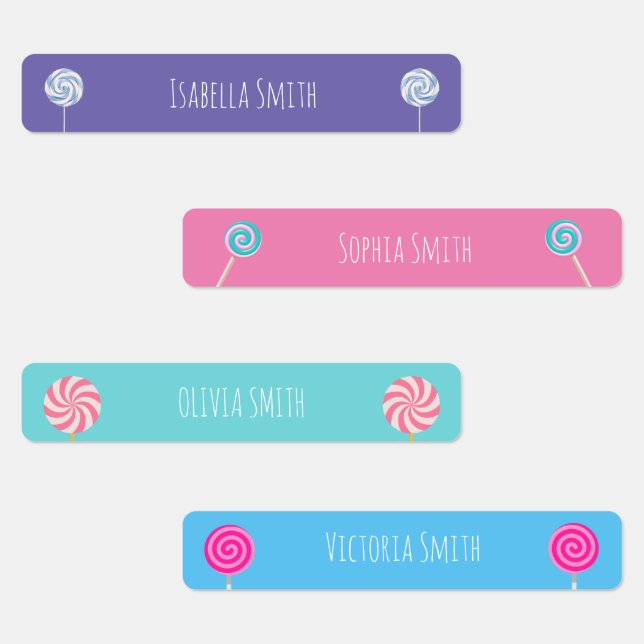Étiquettes Lollipop Candy Colorful Clothing School (Groupe)