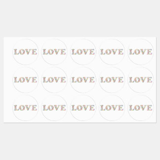 Étiquettes LOVE - fèves de café colorées