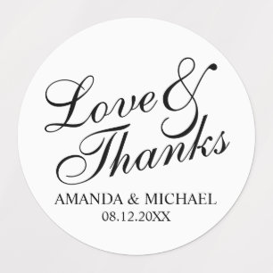 Étiquettes 'Love & Thanks' Elégant Script Wedding Favor